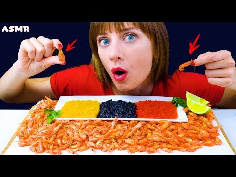 ASMR MINI SHRIMP & COLOR FISH CAVIAR MUKBANG (No Talking) EATING SOUNDS  | LiLiBu ASMR