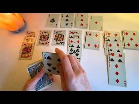 How to Play Solitaire ~ ASMR Soft Spoken with Cards, Basic Patience Card Game