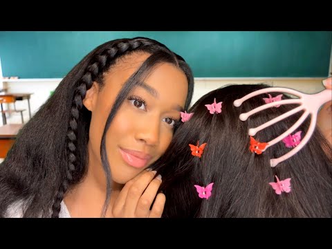 ASMR Girl Who’s Obsessed With You Plays With Your Hair On The First Day Of School 🤩💆 ASMR Hair Play