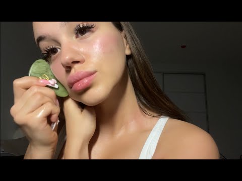 ASMR | SKINCARE ROUTINE BEFORE SLEEP😴 removing makeup, washing face, Gua Sha face massage & face spa