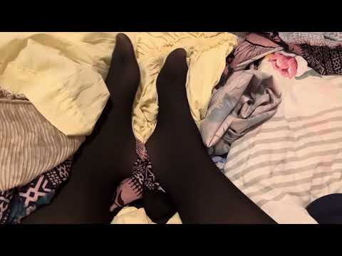 ASMR black nylons ruffling in fabric relaxing