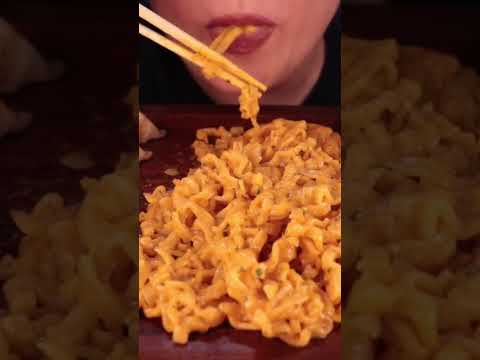 Spicy Samyang Carbonara Fire Noodles #asmreating #shorts #ytshort #foodie #noodles