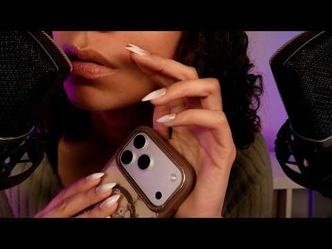 *TWO MICS* ASMR | Wet Mouth Sounds, Mic Blowing, & Phone Tapping (gentle & very sensitive)