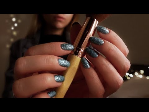 ASMR Brushing your face | Mic Brushing | Hand Movements | Visual Triggers