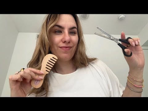 ASMR Doing your hair, cutting and styling no talking 