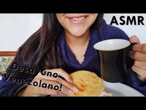 ASMR comiendo AREPA DE JAMON Y QUESO + Cafecito con leche | ASMR Desayunando MUKBANG|ASMR en Español