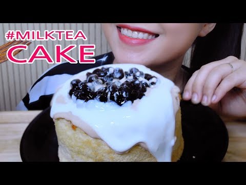 ASMR Bobba Milk Tea Cake , Satisfying EATING SOUNDS | LINH-ASMR