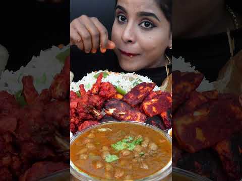 ASMR Eating Spicy Chole Bhature,Poori,Paneer Butter Masala Indian Street Food ASMR Eating Mukbang