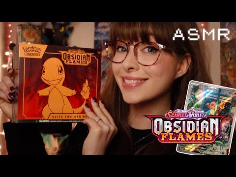 ASMR 🔥Charmander Elite Trainer Box!🔥 Whispered Pokemon Unboxing & Obsidian Flames TCG Pack Opening!