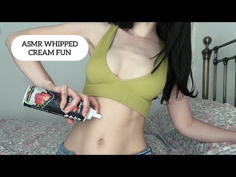 ASMR Eating Whipped Cream out of my Bellybutton (tapping, mouth sounds, etc.)