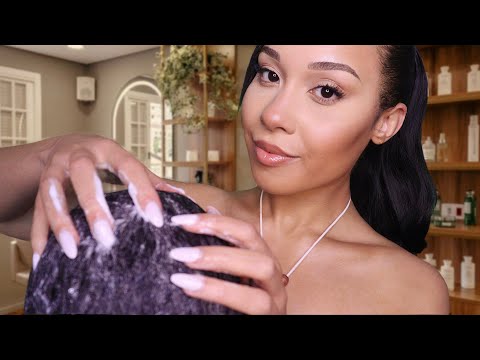 ASMR Relaxing Shampoo Massage|Brushing & Scalp Treatment For Sleep 🧖🏽‍♀️Sleepy Hair Salon Roleplay