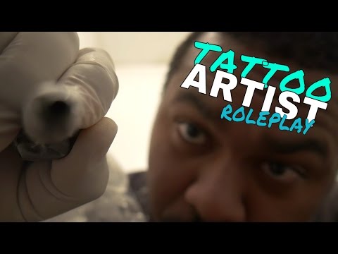 ASMR Tattoo Artist Roleplay HOLIDAY TATTOO | ASMR Tattoo Machine Sounds & Tattoo Tracing in Parlor