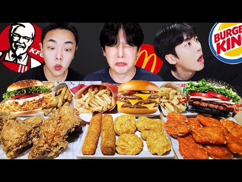 ASMR MUKBANG | KFC vs 맥도날드 vs 버거킹 대결 먹방 양념치킨 치즈스틱 먹방 FRIED CHICKEN AND BURGER