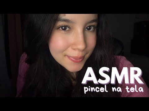 ASMR | Fazendo carinho no seu rosto até você dormir (pincel na tela + sons de boca) 