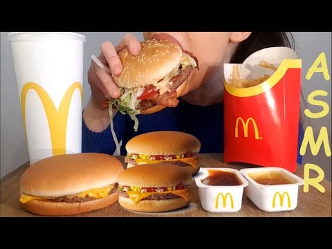 ASMR | McDonalds Cheese Burger + Big Tasty With Fries | Eating Sounds | No Talking | Lady M. ASMR
