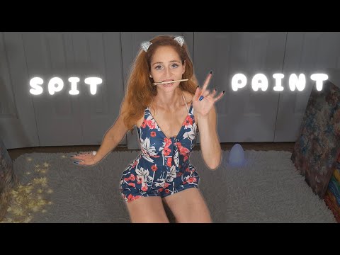 [ASMR] - 💙Spit Painting on your face🎨 (Personal Attention, Mouth Sounds)💙