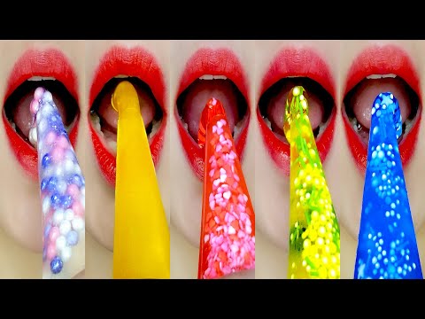 Honey Jelly 🍯 Lip Eating ASMR 꿀젤리 이모지 입술 먹방 Mukbang Sounds