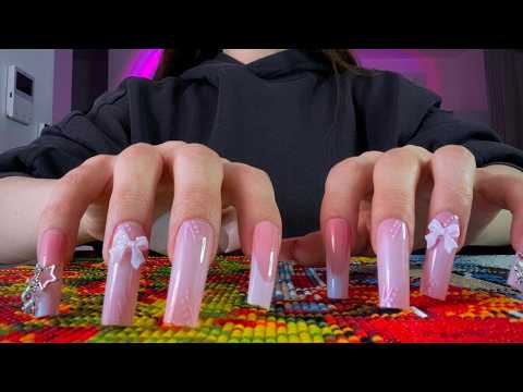Diamond Painting ASMR with Long Nails 🎀 (No Talking)