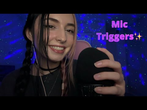 ASMR | Mic Triggers (brushing, rubbing, pumping etc w/ no mic cover & mic covers) ♡