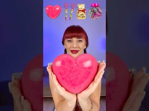 ASMR Giant Gummy Heart, Chocolate Bear Mukbang #shorts