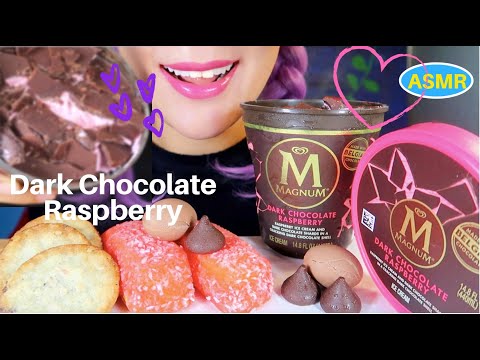 ASMR MAGNUM DARK CHOCO RASPBERRY ICE CREAM | 매그넘 다크초콜릿 라즈베리 아이스크림 리얼사운드 먹방 |CURIE.ASMR