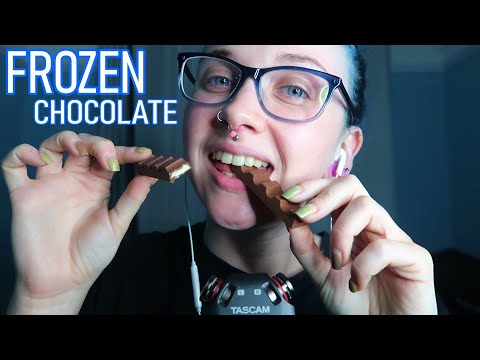 ASMR Eating FROZEN Kinder Chocolate & Wafer (Crunchy Satisfying Eating Sounds) 🍫