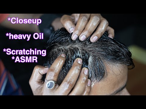 ASMR Heavy Oil Closeup Detail Head Scratching Head Massage With Neck Cracking | Tapping & Scratching