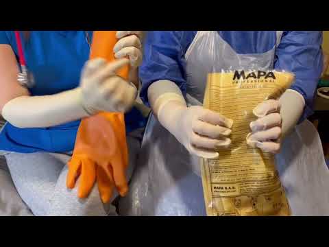 10 MINUTES of LATEX GLOVES SOUNDS w/ nurse Amelia - Elbow lengt gloves