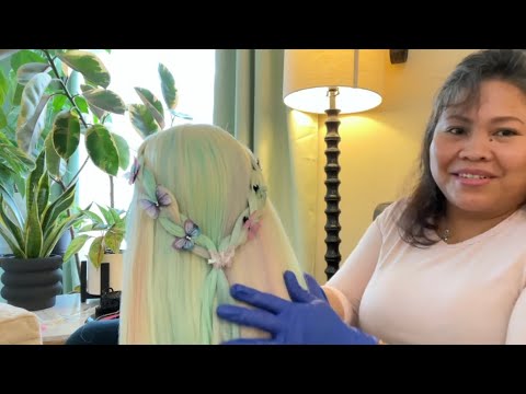 ASMR HAIR DYE With HAIR CHALK ~ UNICORN HAIR STYLE ~ Hair Fixing Finishing touches - w/ whispering