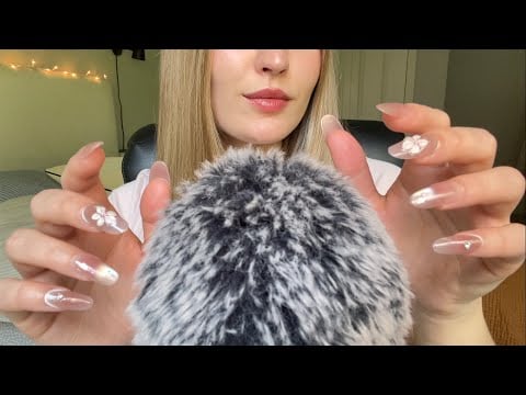 ASMR | almost touching trigger on the mic + scratching | fluffy, foam, & bare mic