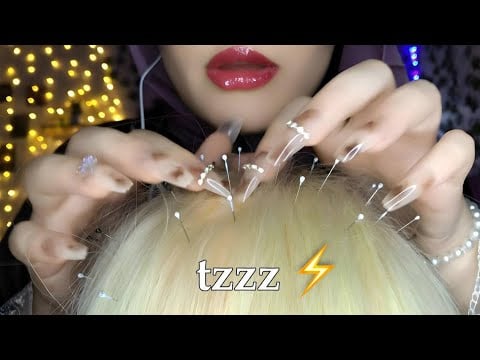 ASMR 📌 Extracting Needles & Pins Stuck On You Scalp (Plucking, Massaging, Scratching)