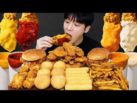 ASMR MUKBANG POPEYES 치킨먹방! 치킨 샌드위치 치즈스틱 후라이드치킨 CRISPY FRIED CHICKEN CHEESE SANDWICH EATING SOUND!