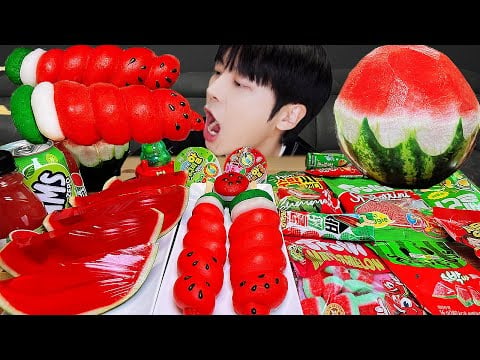 ASMR MUKBANG | 수박 디저트 아이스크림 탕후루 딸기 수박젤리 먹방 & 레시피 DESSERT ICE CREAM WATERMELON TANGHULU