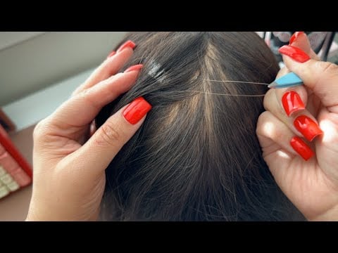 ASMR| Plucking your grey hairs 🩶🤍- different angles 