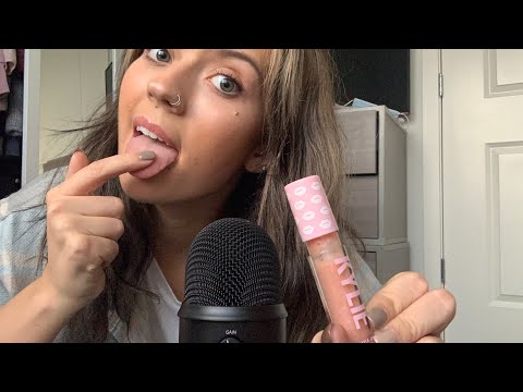 ASMR| STICKY MOUTH SOUNDS| LIP GLOSS APPLICATION