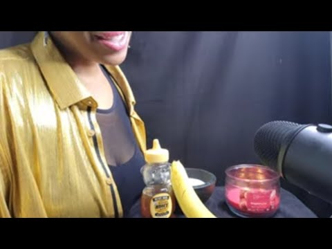 (short & Sweet) Banana Yogurt & Finger Sucking ASMR w/ background noises 🤦🏾‍♀️