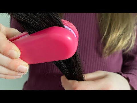 ASMR brushing + straightening your hair | real hair | no talking