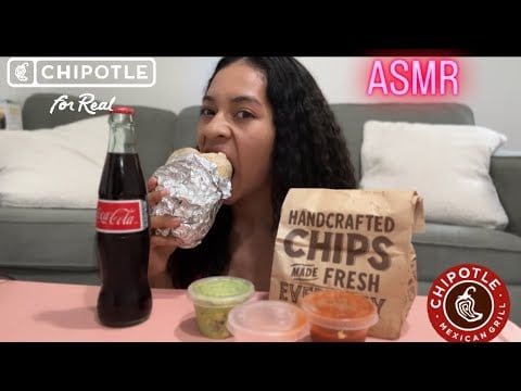 ASMR CHIPOTLE MUKBANG! BURRITO,GUACAMOLE Y CHIPS (eating sounds)