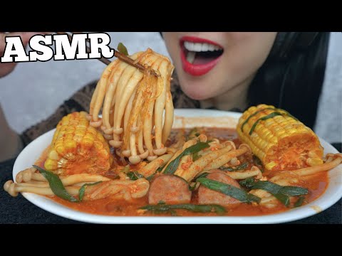 ASMR SPICY MUSHROOM + CORN + SAUSAGE + GLASS NOODLES (EATING SOUNDS) NO TALKING | SAS-ASMR