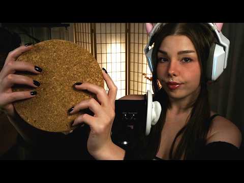 ASMR cork tapping and mouth clicking sounds