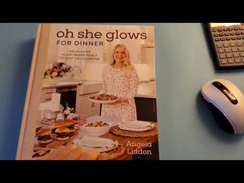 unboxing oh she glows cookbook - box tapping, scissors,  plastic crinkles softly spoken