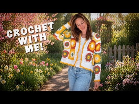 ASMR | Crochet A Sunflower Cardigan With Me 🌻| Relaxing, No-Pressure Craft Session 🧶✨