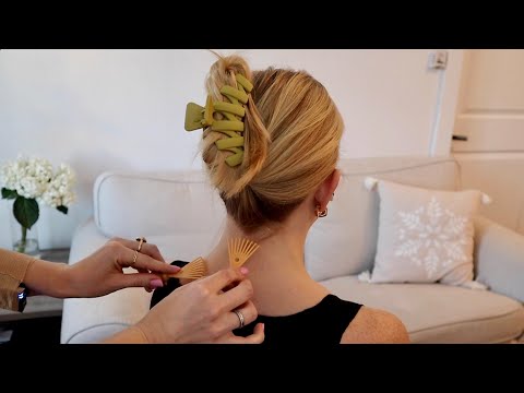 ASMR | Hair brushing, nape attention, fabric scratch & light touch on Mel 🌻 (whisper)