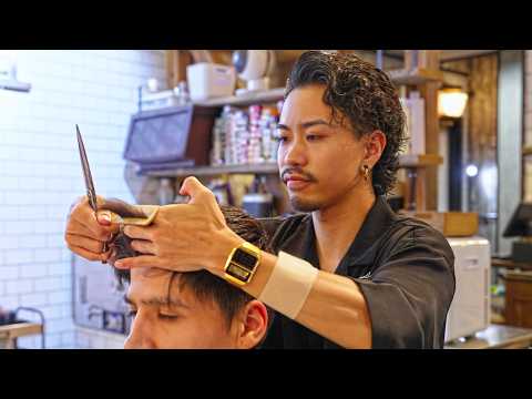 💈(ASMR) Best Scissors Haircut at Vintage Japanese Barbershop in Tokyo | No Talking