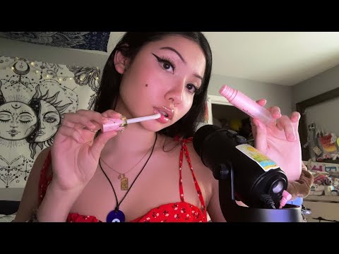 ASMR Lip Gloss Application | Mouth Sounds & Kisses ʚ♡ɞ