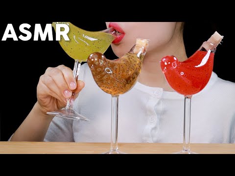 ASMR Basil Seed Drinks Eating Sounds | 바질시드음료 먹방 | MINEE EATS