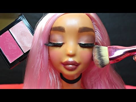 ASMR| Applying Makeup on Doll Head *Tingly* Makeover & Hair Brushing