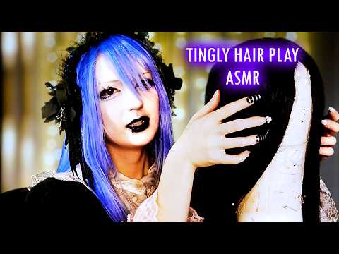 ASMR Goth Girl Hair Brushing 💜 Wig Hair Play & Tingles | Relaxing Hair Sounds for Deep Sleep