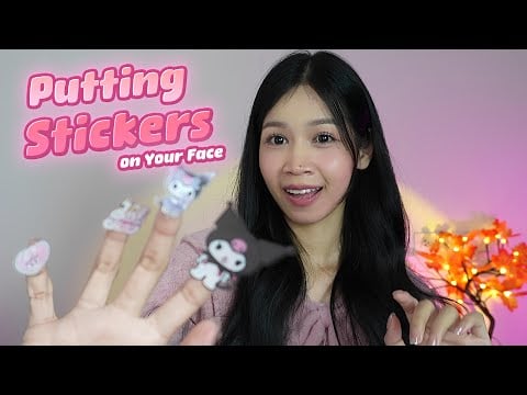 ASMR (Sub ✅) Special 70K Subs! 🎉 Putting Stickers on Your Face 🎀💗🦄✨