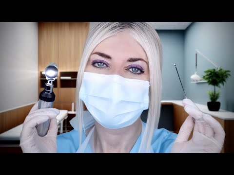 ASMR Ear Exam, Ear Cleaning & Medical Triggers -  Otoscope, Latex Gloves, Fizzy Drops, Snipping